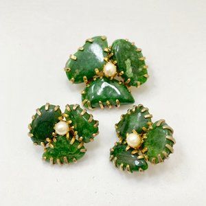 1970s Kramer Jade Clover Demi Parure